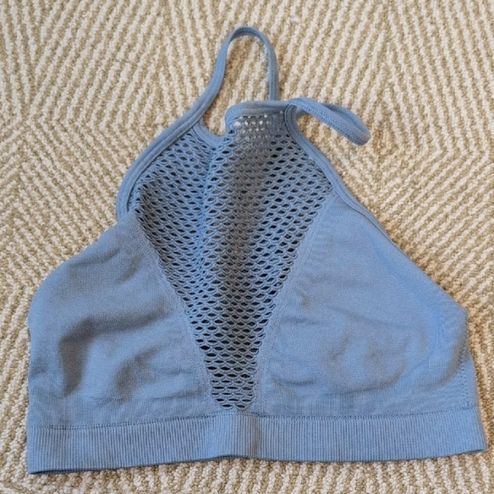 Victoria Secret Sport Blue Halter Mesh Bralette Sports Yoga Dance Bra Sz Small
